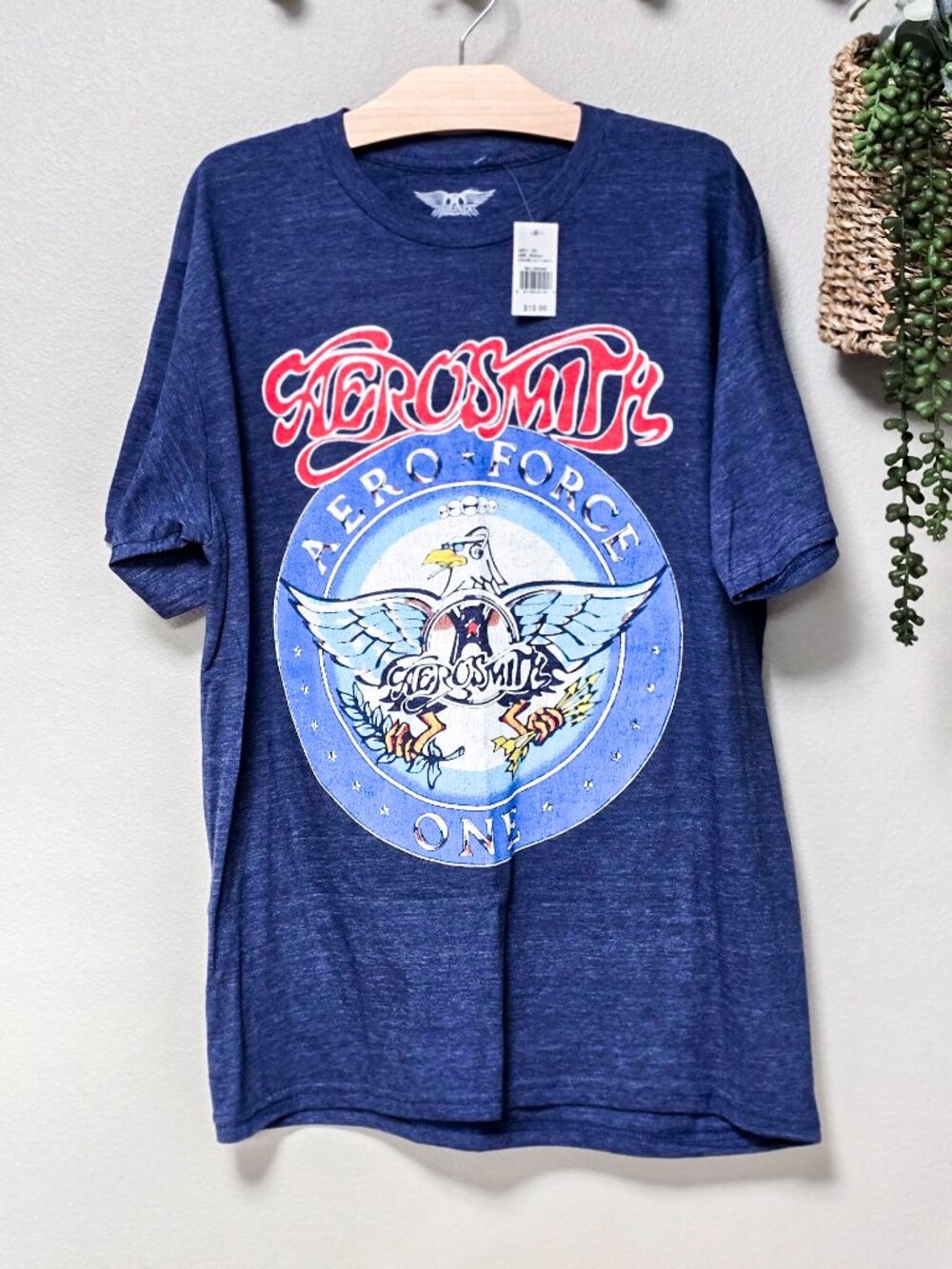 Aerosmith Aero Force One Graphic T-Shirt Men's Medium Navy Tri-Blend